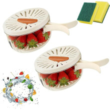 2-in-1 Draining & Preservation Basket with Lid & Strainer—Fruit Washer Bowl for Kitchen, Fridge, Picnic, Camping