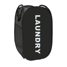 Opvouwbare wasmand, 70 liter, inklapbare pop-up mand met handvat – Ademend gaas, voor studentenkamers/reizen/cruises – Zwart, geschikt voor