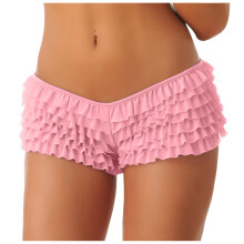Shorts femininos fofos com babados, cintura elástica em camadas, estilo anos 2000, modelo bloomer, sexy e sedutor.