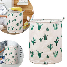 Large Collapsible Laundry Hamper - 19.7x15.7 Inch Cotton Linen Clothes Basket with Handles for Bathroom Bedroom College Dorm Organization