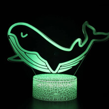 3D ilúzia Veľká veľryba náladové svetlo, 7-farebné LED nočné svetlo, napájané cez USB, akrylová stolová lampa do spálne a pre deti –