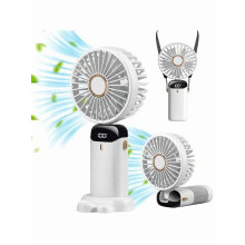 5000mAh Handheld Mini Fan Foldable Portable Neck Hanging Fans 5 Speed USB Rechargeable Fan With Phone Stand And Display Screen Mobile Folding