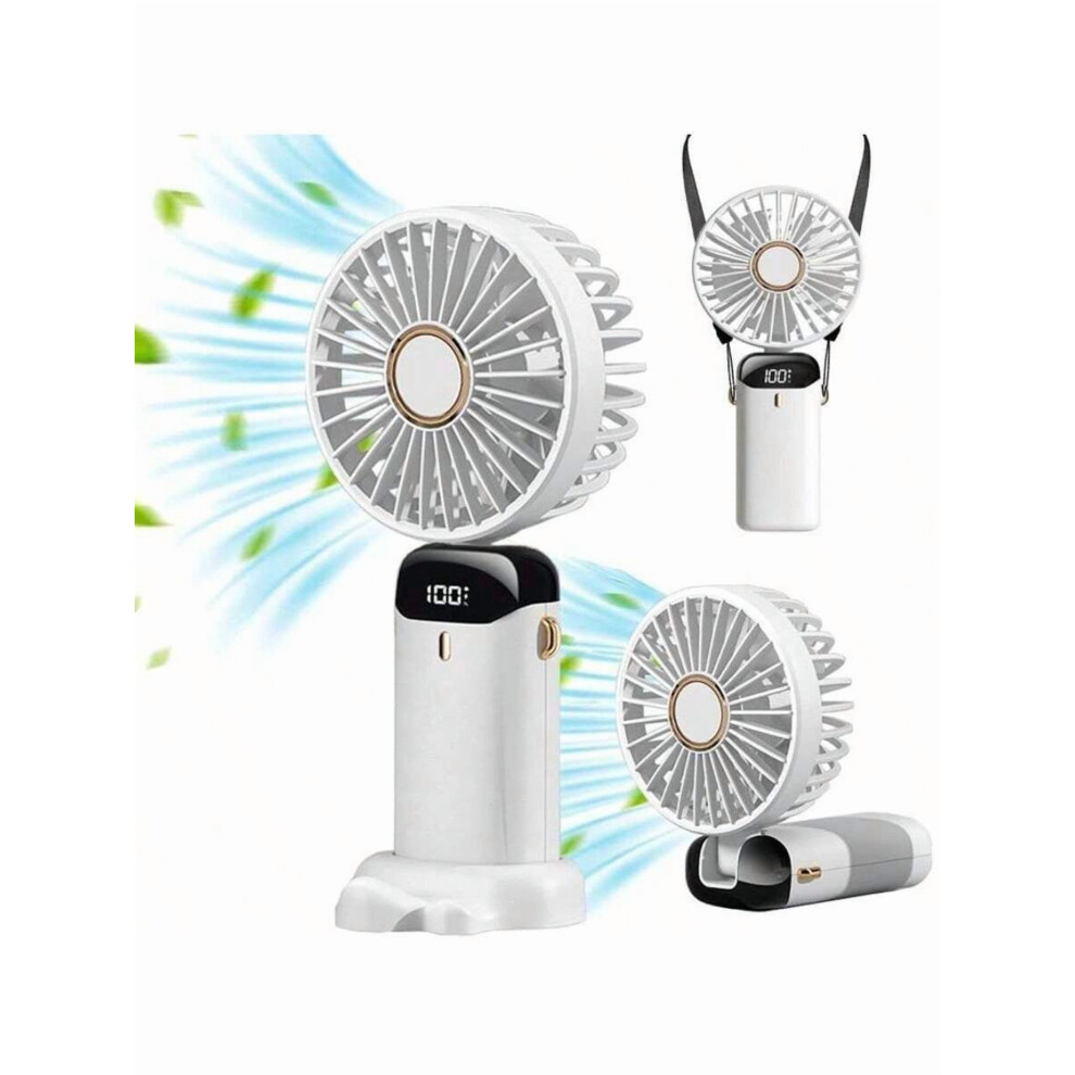 5000Mah Handheld Mini Fan Foldable Portable Neck Hanging Fans 5 Speed Usb Rechargeable Fan With Phone Stand And Display Screen Mobile Folding 9313598172334