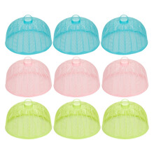 9-Piece Round Plastic Mesh Food Covers for Salad Bowls and Picnic Dishes, Assorted Colors