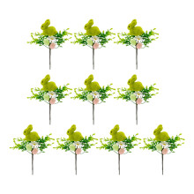 Künstliche Osterblumen mit Hase und bunten Eiern, 10 Stück – Vasenarrangement, Tischdekoration, Heim-/Partydekoration