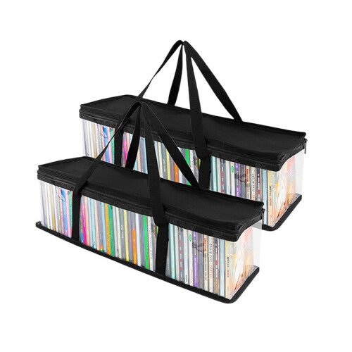 2 PCS Clear PVC CD Organizing Bags for Efficient Media Storage Solutions