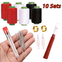 Juego de 37 herramientas de costura, kit de reparación de tapicería, herramientas portátiles de aguja e hilo, kit de manualidades para