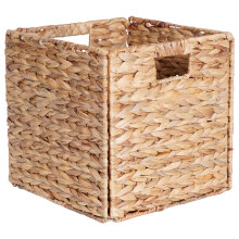Natural Water Hyacinth Storage Baskets – 1 cu ft Woven Organizers for Bathroom, Bedroom, Laundry, Pantry; Handmade Decorative Bin with Sturdy