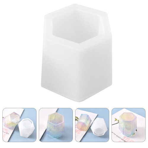 1Pack DIY Pen Organizer Mold Hexagonal White Epoxy Resin Craft Tool Back to School