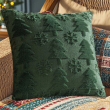 Taie d'oreiller de Noël 45 x 45 cm, motif flocons de neige et sapin, pour canapé/lit/voiture – Compatible avec les oreillers standards