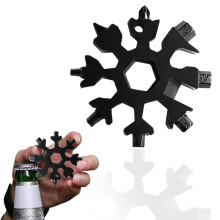 Stainless Snowflakes 18-in-1 Multitool, Bottle Opener & More – Black, Compatible with Outdoor/Everyday Use