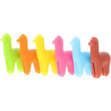 6pcs Wine Glass Charms Markers Silicone Alpaca Animal Drink Markers for Wine Glass Flutes Cocktails, Martinis