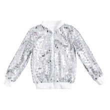 AWZXDE Girls Shiny Baseball Jacket Loose Fit Soft Outerwear Kids Jacket For Fall Season Casual Wear And Daily Fashion Style Silver