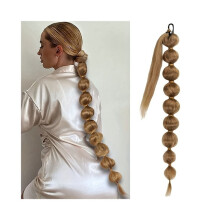 Bubble Braided Ponytail Extension 30 Inches Long Braided Wrap Around Synthetic Ponytail Hairpiece with Elastic Tie