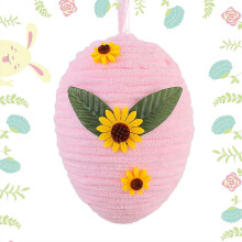 Disco Ball Easter Egg Ornament Set, Fabric Foam Eggs with Sunflower & Silver Mirror Ball, Hanging Decor for Spring, Party, Easter Tree