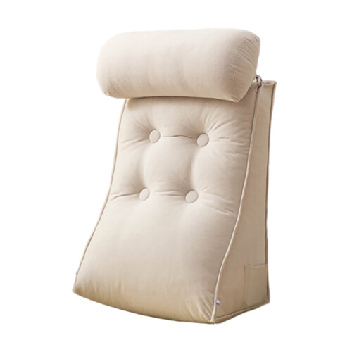 Almohada de chenilla para la espalda, ideal para sentarse en la cama, cómoda almohada de lectura, cojín triangular para la espalda con funda