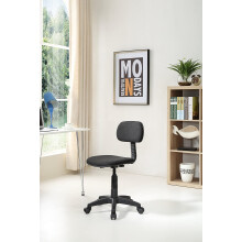 Armless, Low-Back, Adjustable Height, Swiveling Task Chair with Padded Back and Seat in Black