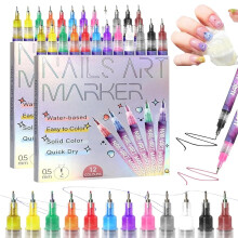 12 Colors Nail Art Pens Set,Waterproof Acrylic Point Liner Set,DIY Marker Graffiti Dotting Pen,for Home Salon