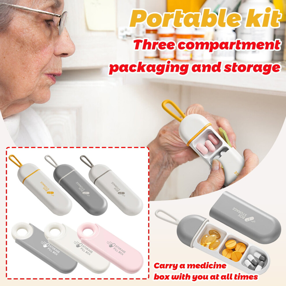 Portable pill organizer 3-compartment travel size
