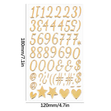 Premium 3D Gold Foil English Letter Stickers,Glossy Decals for Scrapbook and Gift Box Decoration,Craft Accessory