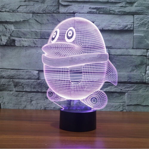 YSITIANNA3D Νυχτερινό Φως Πιγκουίνου, Λάμπα LED Illusion 7 Χρωμάτων με Διακόπτη Αφής,