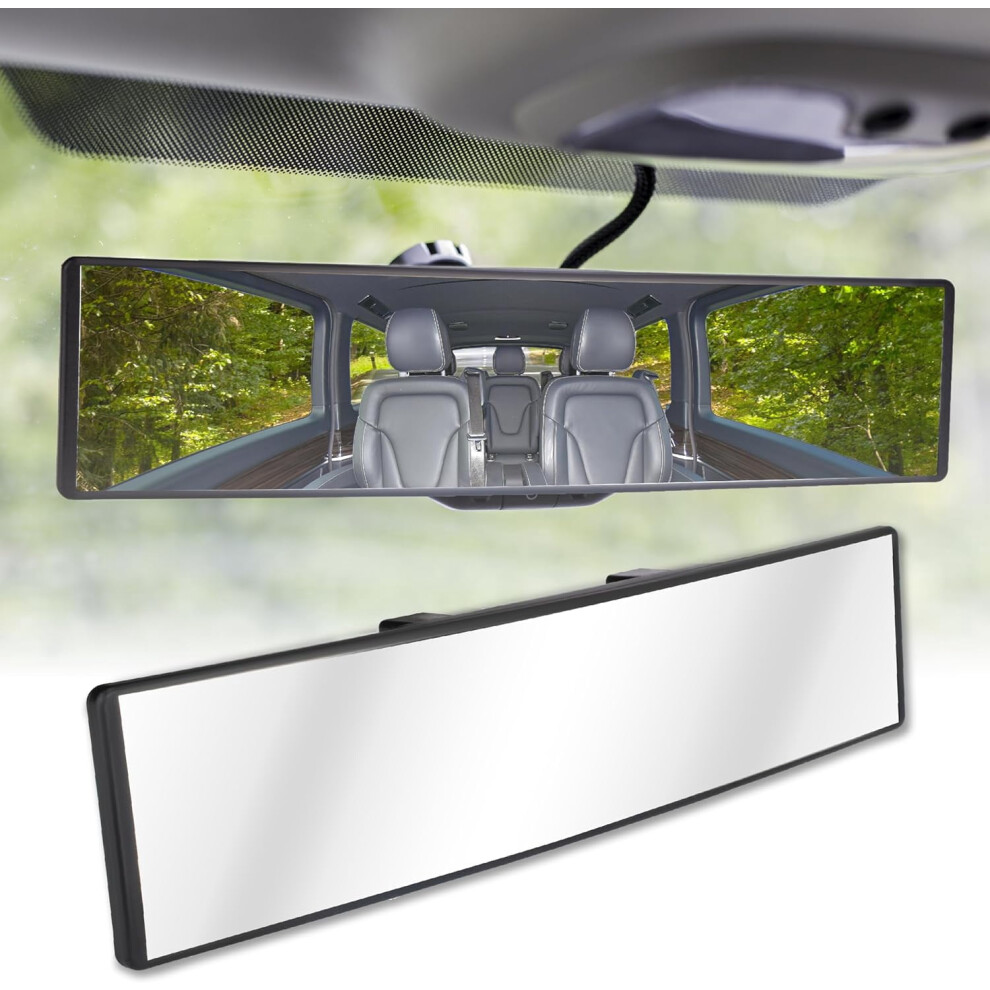 Universal 11.4" Clip-On Rear View Mirror, Hd Anti-Glare Panoramic Convex, Reduces Blind Spots Â Compatible With Cars, Suvs, Trucks 9329345319518