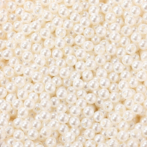 Runde Acrylperlen in Elfenbein, 4 mm, 3000 Stück