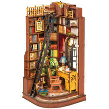 DIY Book Nook Kit Silent Corner Study – 3D Puzzle Bookend & Bookshelf Decor, Compatible with British Miniature Kits, Gifts for Teens & Book Lovers