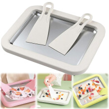 Bakeware,Ice Rolled Ice Maker Tray With 2 Spatulas 304 Stainless Cool Plate For Fun Family Activities Yogurt For Family Hands On Activities
