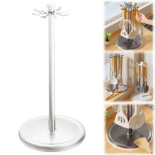 Porte-ustensiles rotatif à 8 crochets, rotation à 360, organisateur de comptoir de cuisine pour ustensiles de cuisine, gain de place, conception
