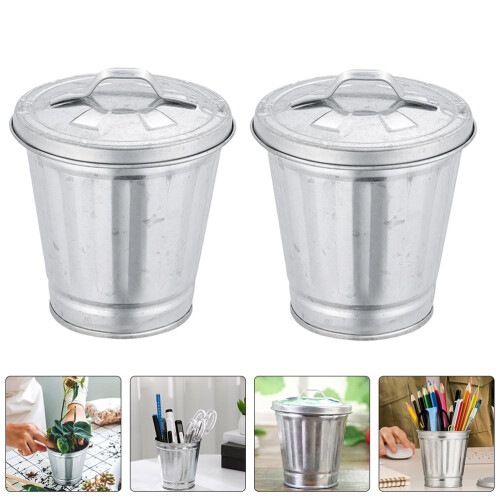 4pcs Countertop Waste Bin Iron Storage Jar for Office Use Back to School