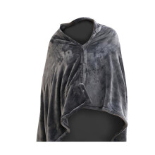 USB Electric Heating Blanket Charging Heated Shawl Zipper Warm Plush Wrap with 3 Heat Settings, for Car Office Home Travel Winter Use,grey