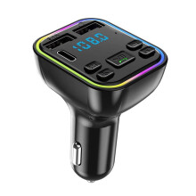 QenASHaing Bluetooth 5.0 FM Transmitter w/ Detachable Headset, Hands-Free Calling, 3.1A Dual USB Charger, Car MP3 Player & Voltage Detection