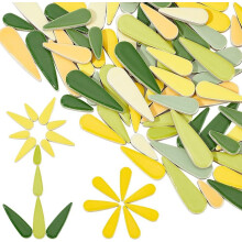 400 g 8-färgs keramiska högglansiga blad-/blom-/bladmosaikplattor, droppformade handgjorda porslinscaboner för mosaikkonstprojekt