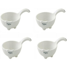 Animal Print Condiment Bowls 4-Pack - Ceramic Mini Dip Dishes for Soy Sauce & Ketchup, Stackable BPA-Free Snack Dishes,Dishwasher Safe(Cat)