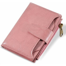 Small Wallet Women RFID Blocking Soft Leather Bifold Compact Card Holder Wallet for Women with Zipper Coin Pocket 4 ID Window