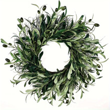 Guirlanda de Natal Artificial JEWELO com Folhas de Oliveira – Guirlanda de Oliveira Verde de 45cm para Decoração de Parede, Janela, Casa,