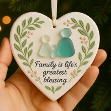 Adorno de cerámica con forma de corazón y cristal marino: regalo de amistad, adorno para el árbol de Navidad, regalo de agradecimiento para un