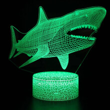3D ilúziové nočné svetlo so žralokom, 7-farebné LED nočné svetlo, napájané cez USB, akrylová stolová lampa pre deti a do spálne –