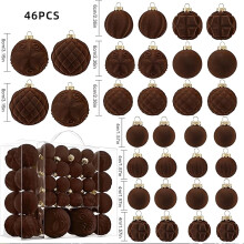 Velvet Christmas Balls Set 46 Pcs Coffee