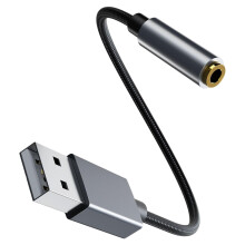 Adaptador de áudio USB para conector de 3,5 mm, conversor USB-A para 3,5 mm 2 em 1, cabo USB para AUX