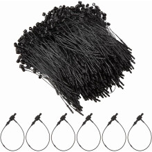 1000Pcs 3 Inch Black Plastic Fastener Hang Price Tag Ring Loops Adjustable Snap Lock Pin Safety Security Loop Tags Ties String