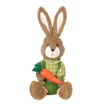 Peluche de conejito de Pascua – Ropa de poliéster, relleno de algodón, decoración de primavera para el hogar y la mesa de estilo rústico.