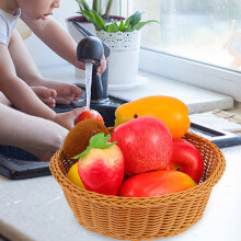 Lot de 2 paniers à fruits ronds en rotin synthétique pour plan de travail de cuisine