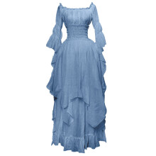 Dam Gotisk Häxklänning Puffärmad Off Shoulder Volangklänningar Medeltida Renässansdräkt Viktoriansk Klänning