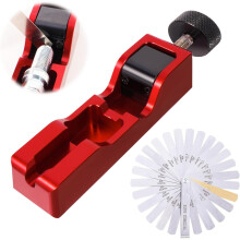 Universal Spark Plug Gap Tool with 32 Blades Steel Feeler Gauge for 10mm, 12mm, 14mm, 16mm Spark Plugs – Red