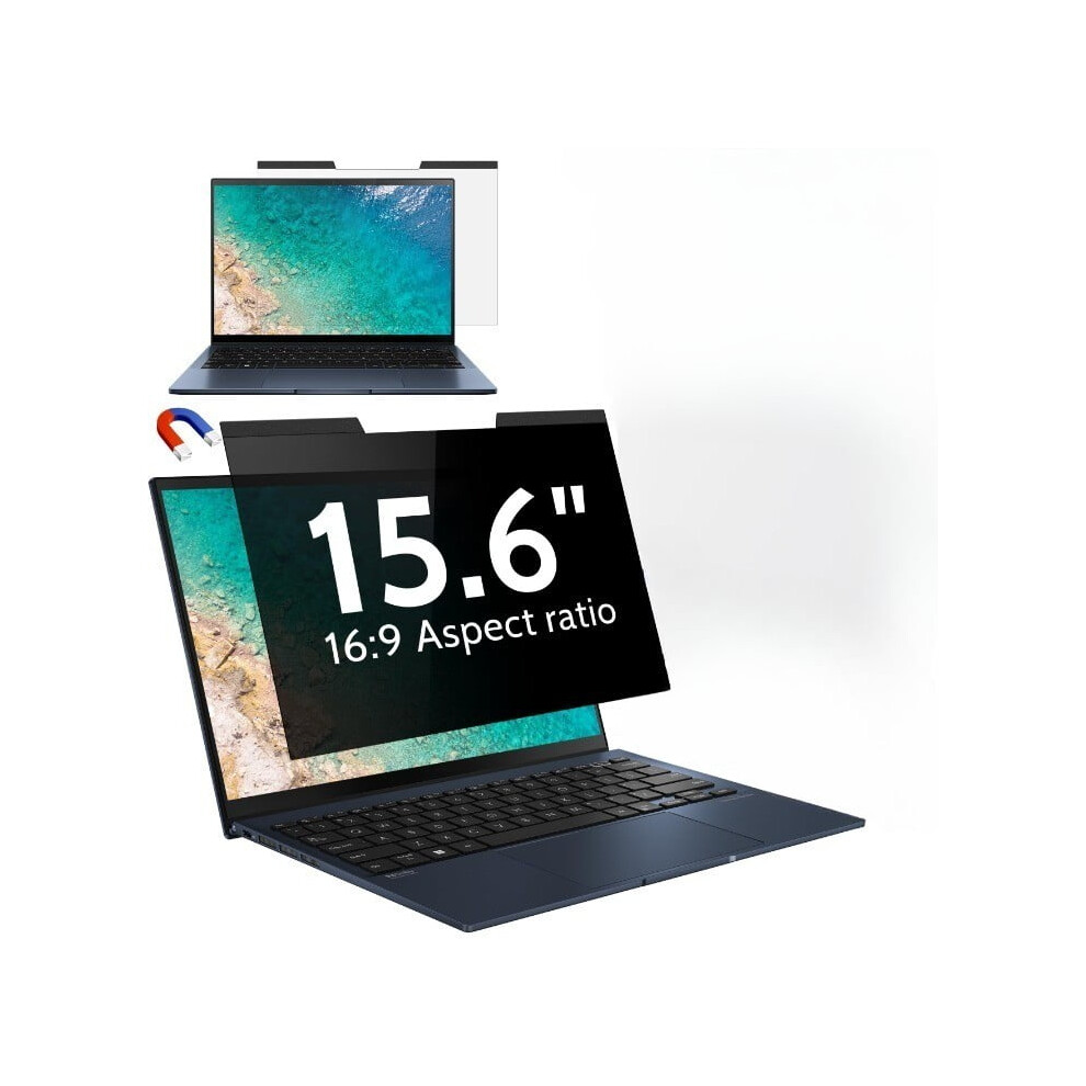 Magnetic Laptop Privacy Screen 15.6", Anti-Glare & Filter, Compatible With Lenovo, Hp, Dell, Acer, Asus, Thinkpad, Envy, Xps Blue/Light 9448990633623