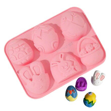 Easter Bunny Silicone Mold 3D Egg Chocolate Mould Food Grade BPA Free Heat-Resistant Jelly Pudding Mold