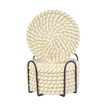 Lot de 8 sous-verres en coton tissé avec support, 11 cm, minimalistes, pour la maison, la salle à manger et le salon – Protection de table,