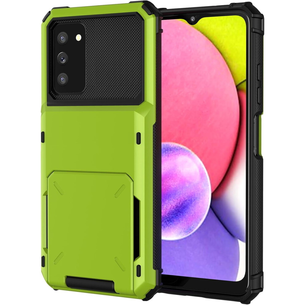 Galaxy A03s Flip Cover Wallet Case With Hidden Card Slot, Dual-Layer Shockproof Protection – Compatible With Samsung Galaxy A03s (Green) Green 9402001240408